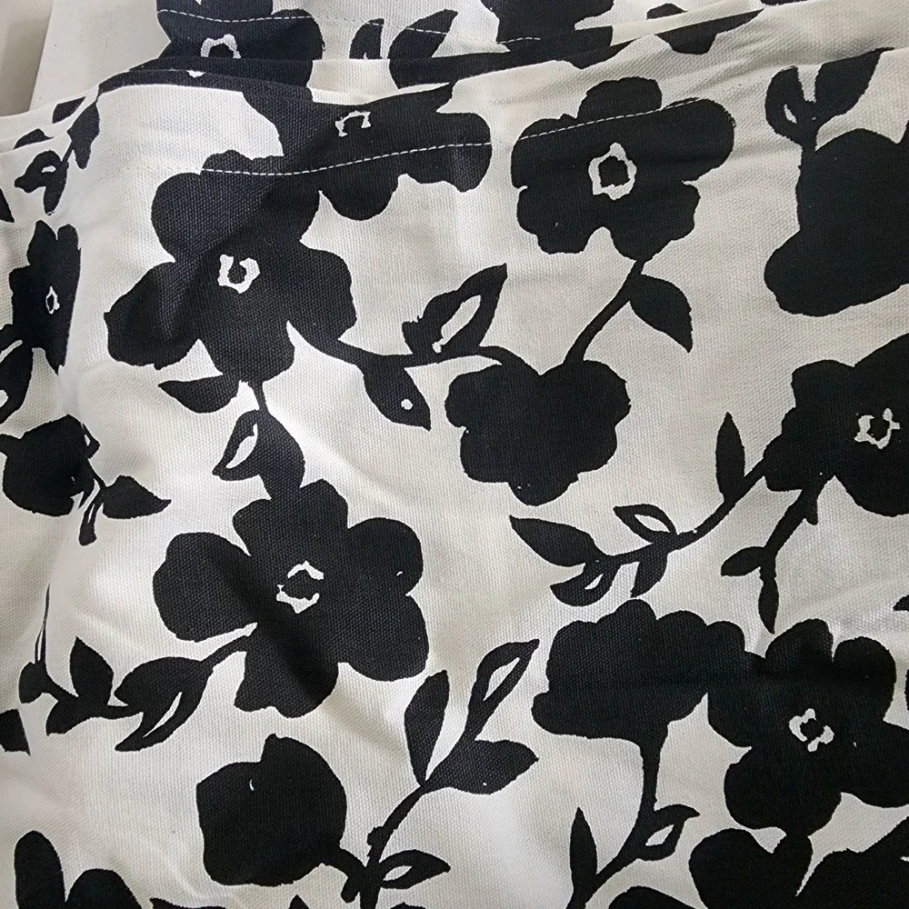 Set of 2 Kate Spade Tablecloths Black White Floral 100% Cotton 60